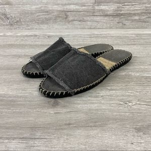 Mint & Rose Black Canvas Slides Espadrille Sandals